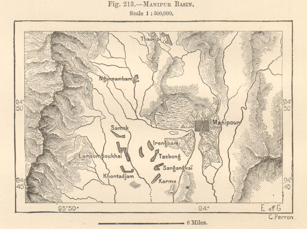 Manipur Basin. Imphal & environs. India. Sketch map 1885 old antique chart